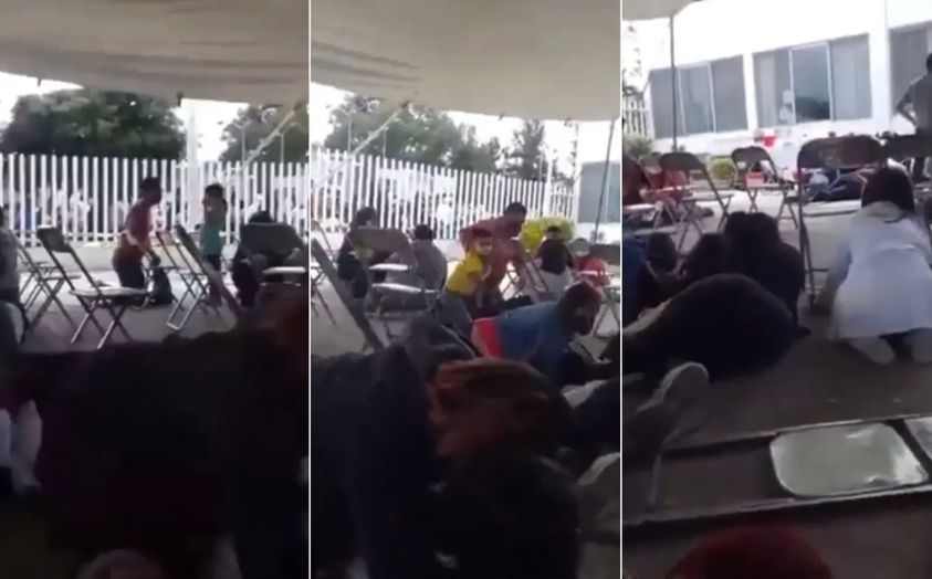 [VIDEO] Balacera en fila de vacunación de niños en Puebla