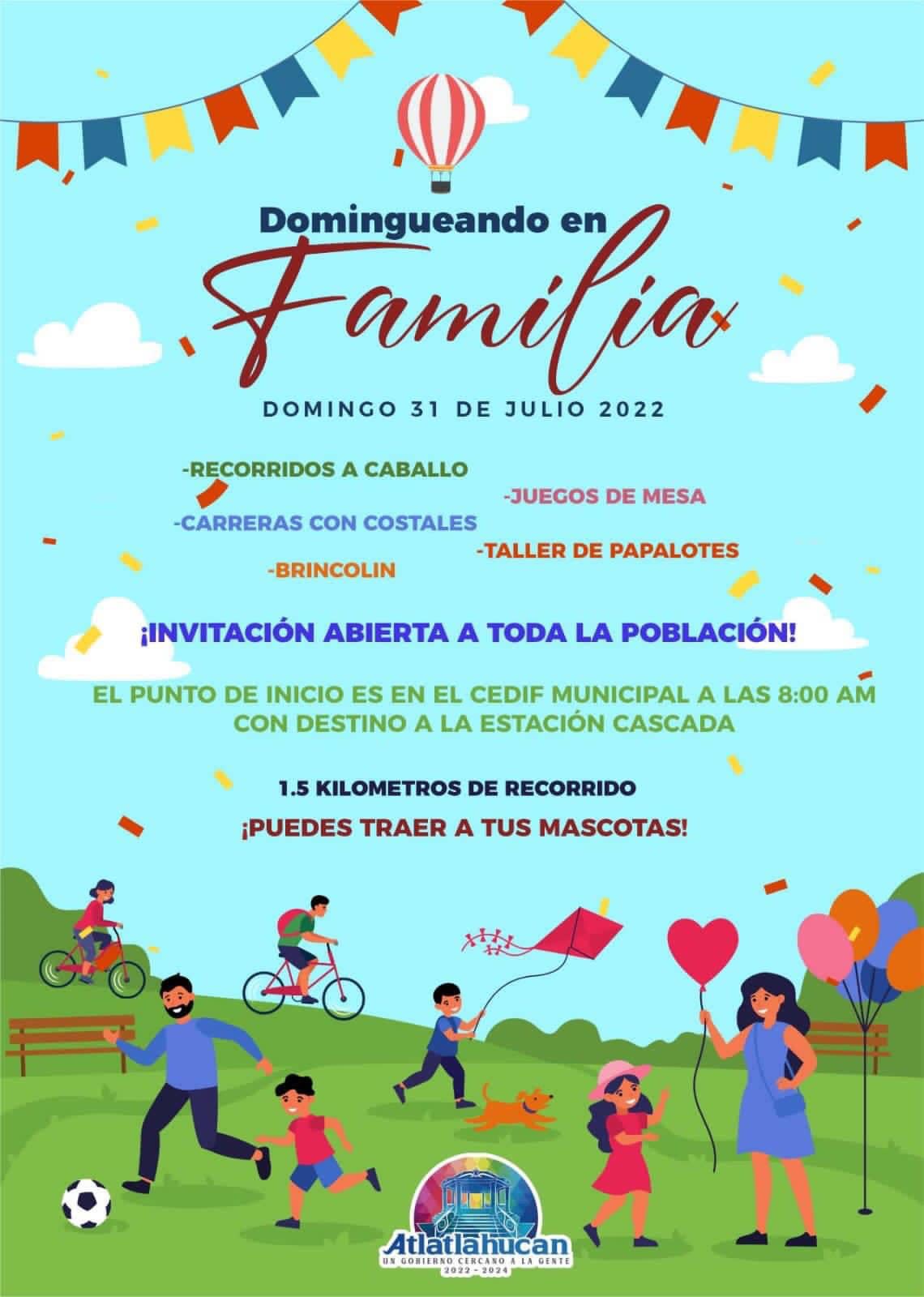 Se realizarán los domingos familiares en Atlatlahucan