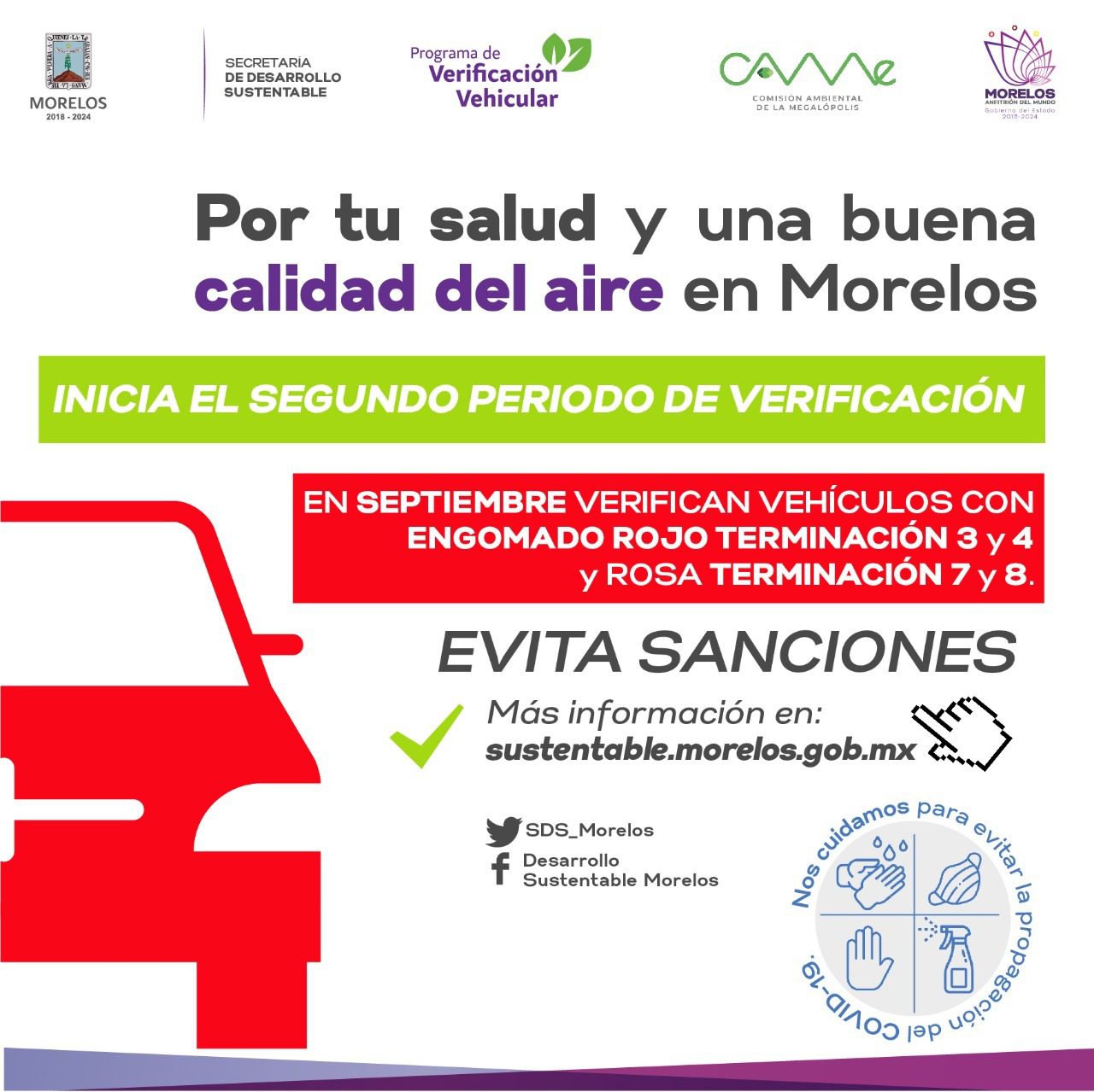 ¡Que no se te pase! En septiembre verifican con engomado rojo y rosa