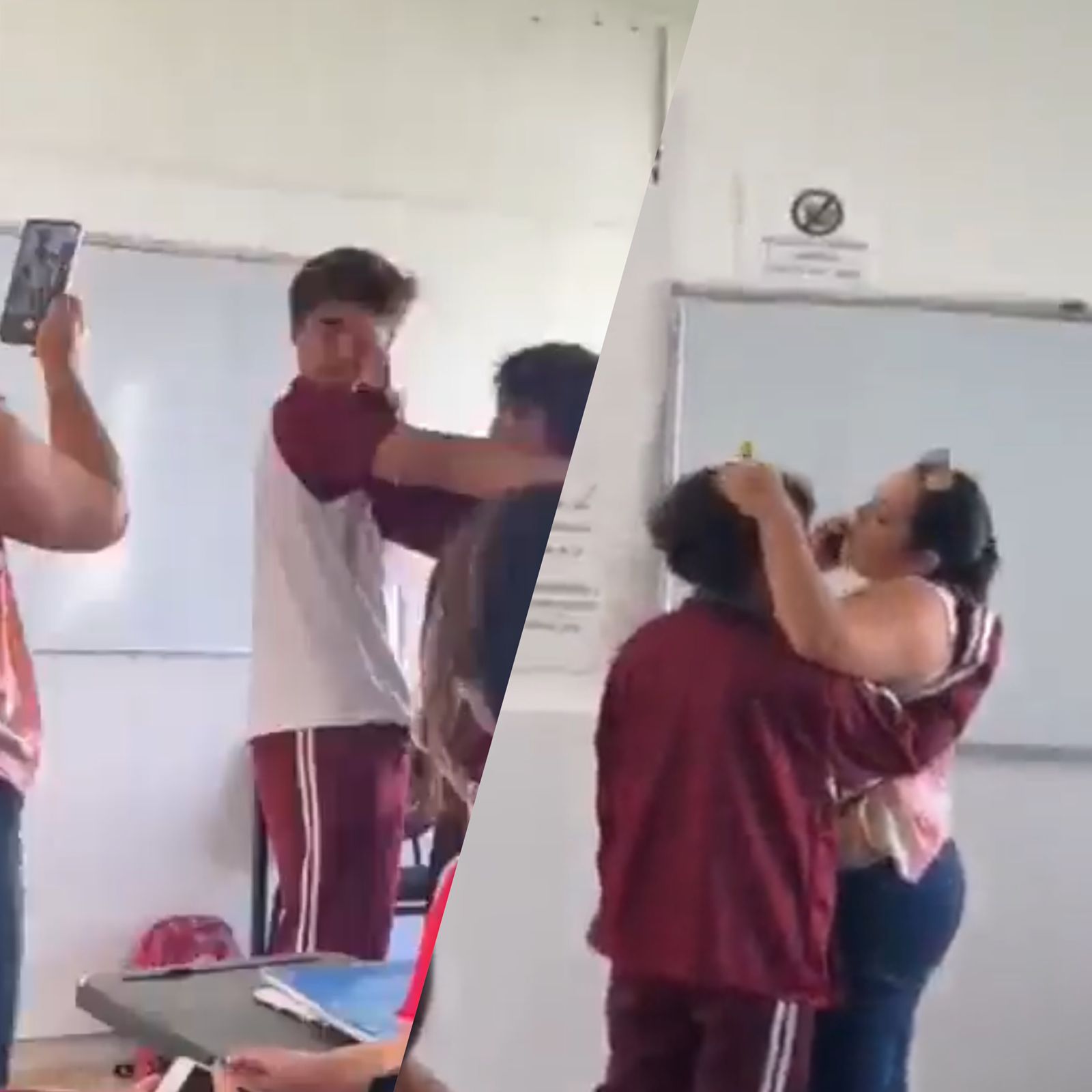 [VIDEO] Alumnos pelean mientras la maestra graba la acción