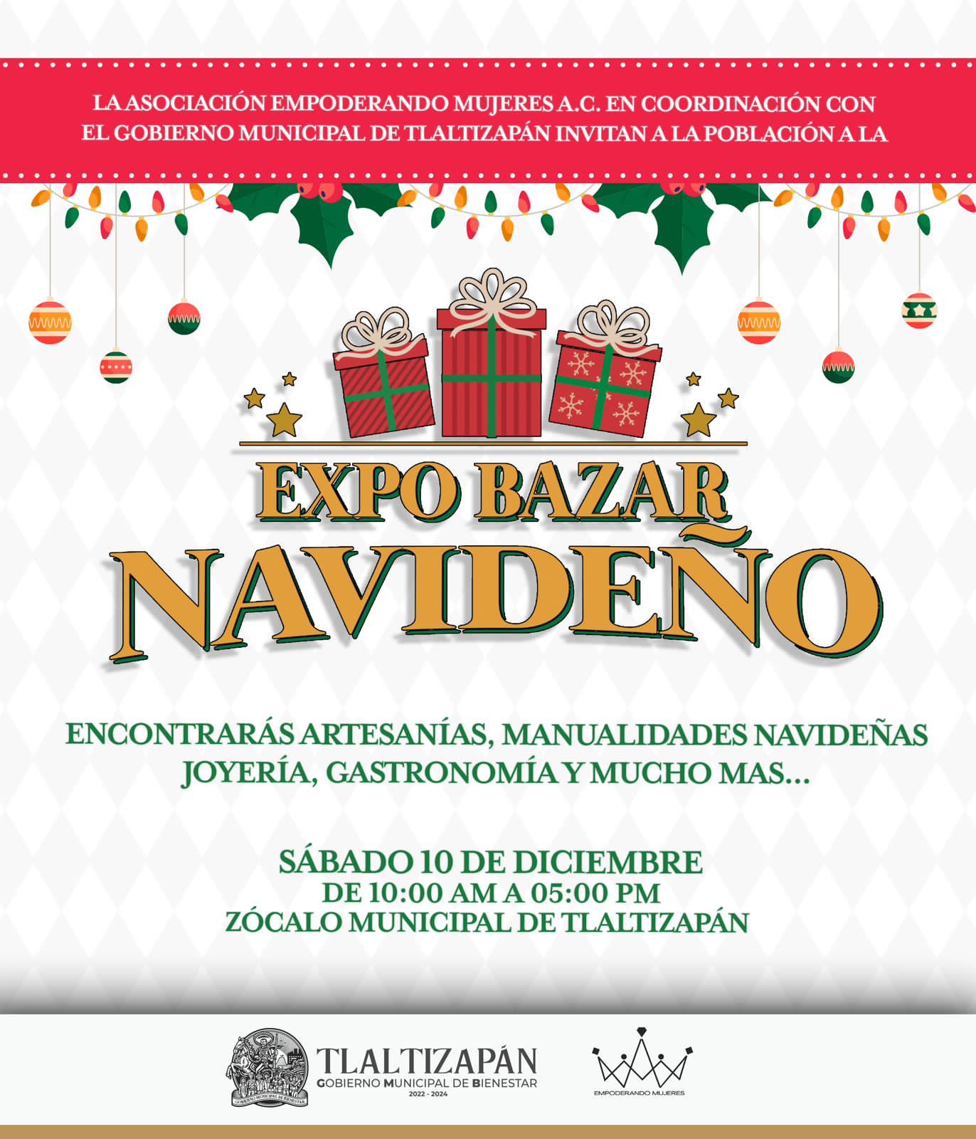 Asiste a la Expo Bazar Navideño y apoya a mujeres emprendedoras de Tlaltizapán