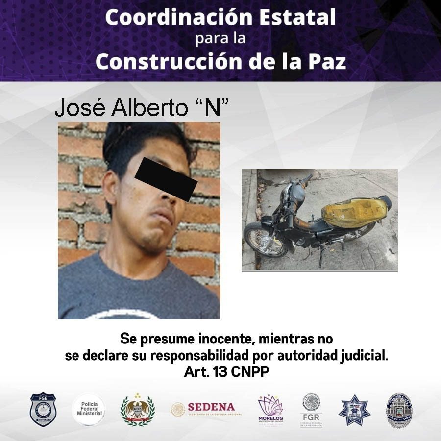 Detienen a José “N” por presuntamente robarse una motocicleta en Jiutepec