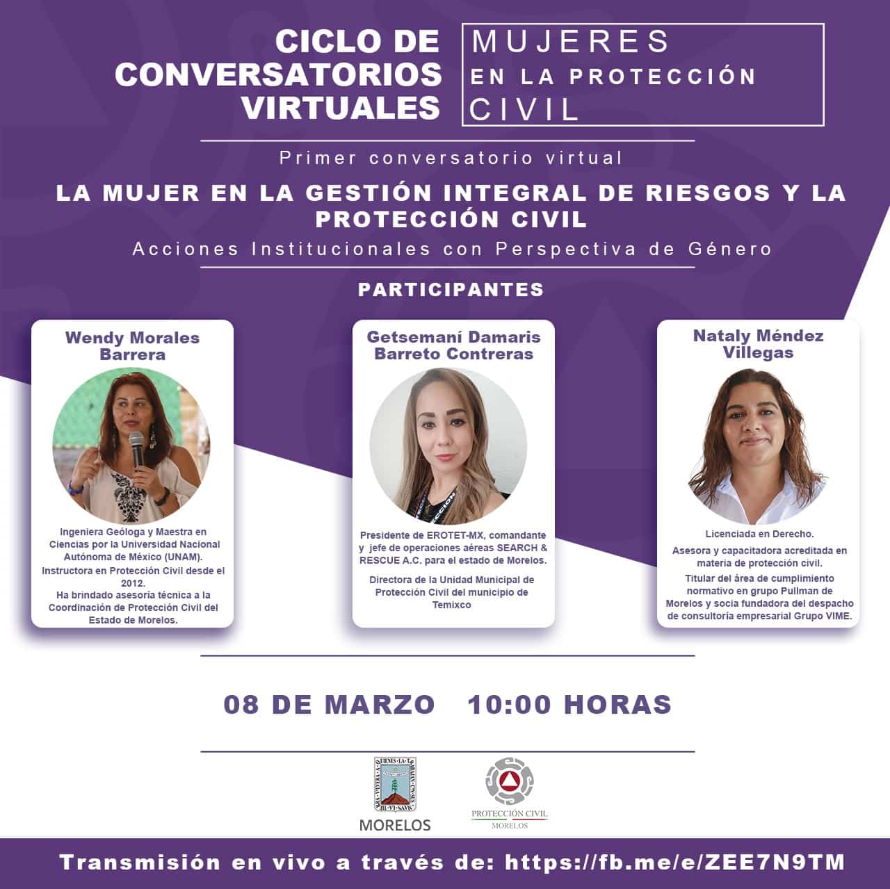 Mujeres darán a conocer su experiencia trabajando en Protección Civil Morelos