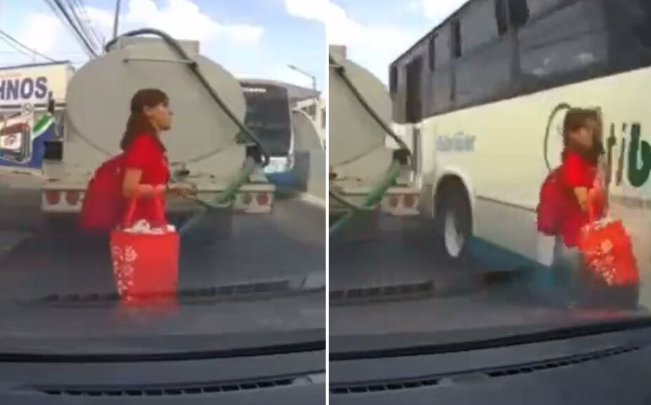mujer se salva de ser atropellada