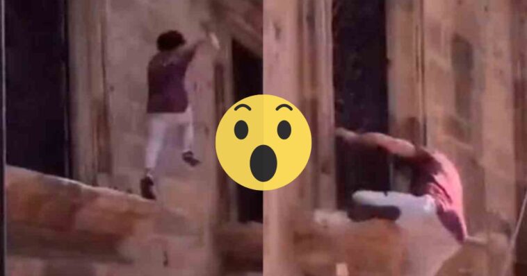 (VIDEO): Joven cae al hacer Parkour en Palacio de Gobierno en Jalisco