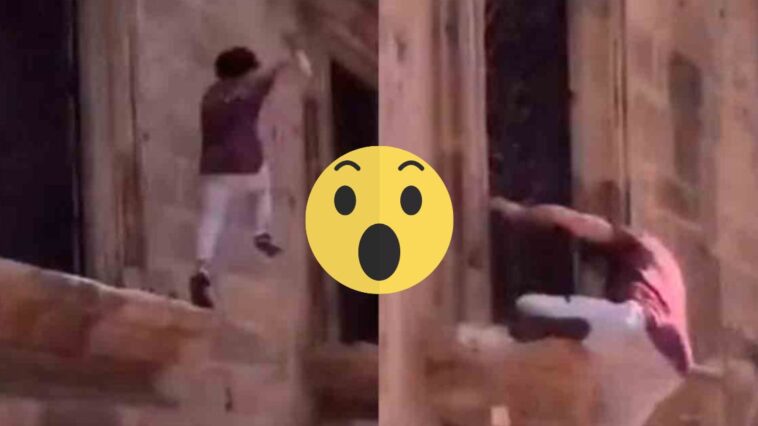 (VIDEO): Joven cae al hacer Parkour en Palacio de Gobierno en Jalisco