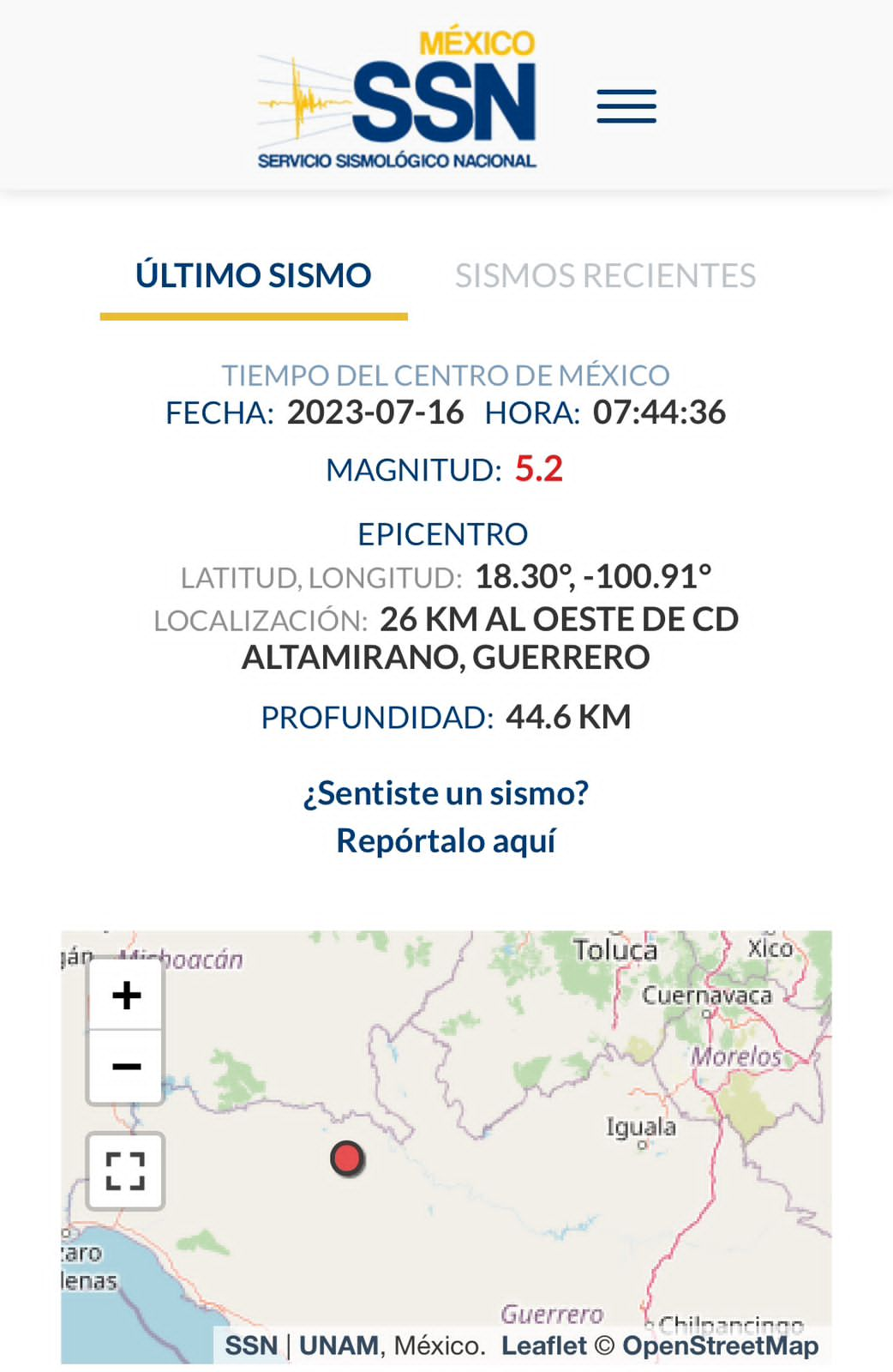 No se reportan afectaciones en Morelos tras sismo