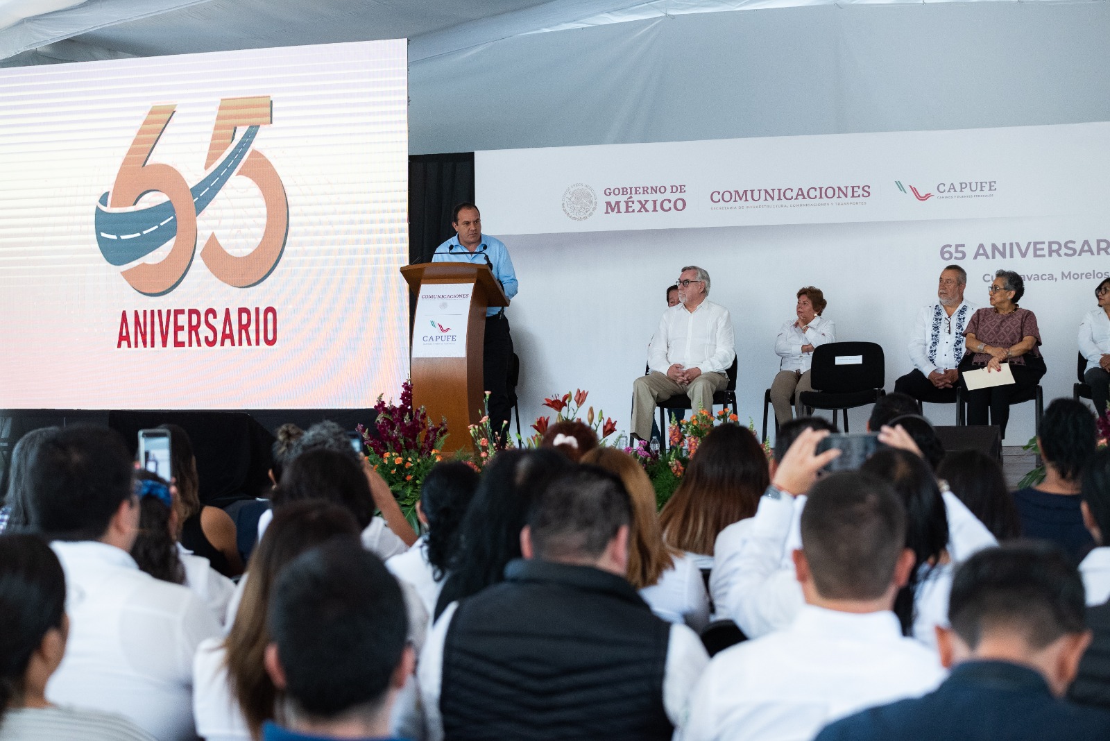 El gobernador de Morelos Cuauhtémoc Blanco Bravo, asistió a la celebración del 65 Aniversario de Caminos y Puentes Federales de Ingresos y Servicios Conexos (Capufe).