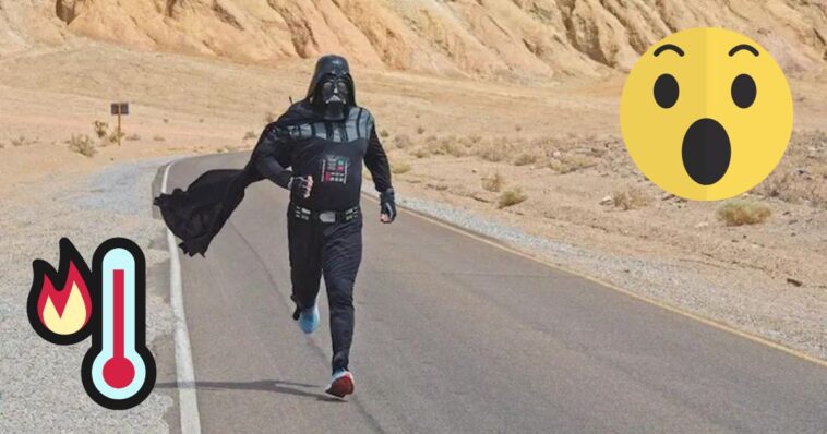 ¡La fuerza lo acompañó! Hombre disfrazado de Darth Vader corre el valle de la muerte