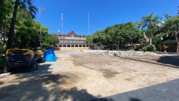 Continúan con los trabajos de rehabilitación de Plaza de Armas de Cuernavaca