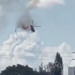 Helicóptero de bomberos choca contra departamento en florida