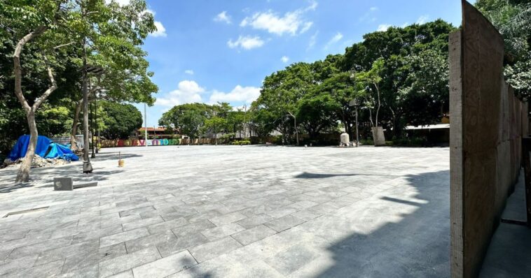 Dan últimos detalles a la rehabilitación de Plaza de Armas, Cuernavaca