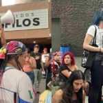 Miembros de la comunidad LGBTIIIQ+ se manifiestan en la Cineteca Nacional