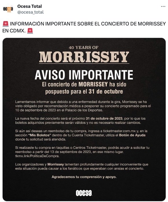 Morrissey concierto México