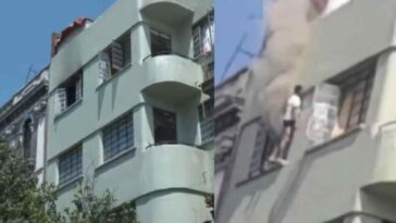 (VIDEO): Hombre cae de su departamento tras incendio