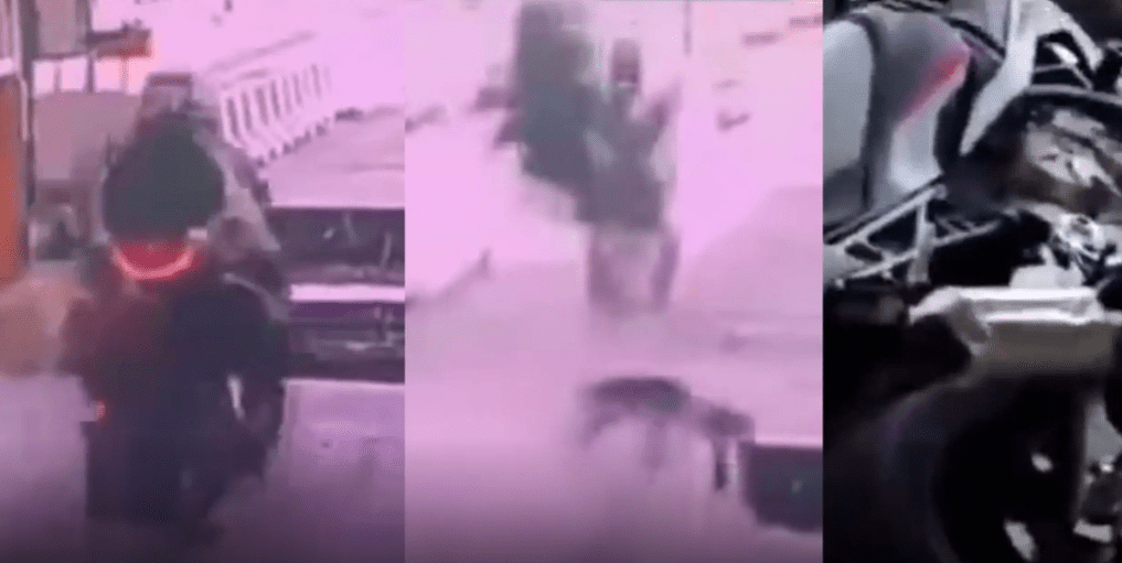 (VIDEO) Motociclista se accidentan por no querer pagar caseta de Tlalpan