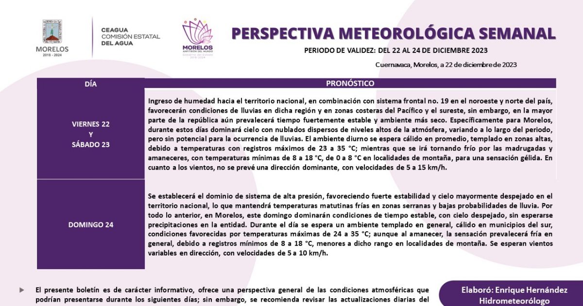 Se prevé bajas temperaturas en esta Nochebuena