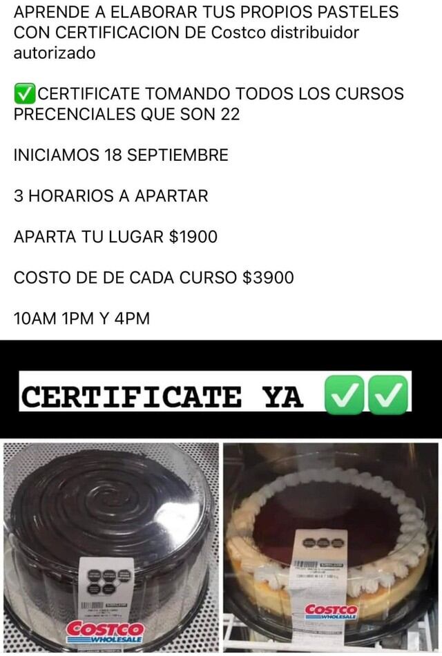 Lanzan curso para aprender hacer pasteles de Costco 