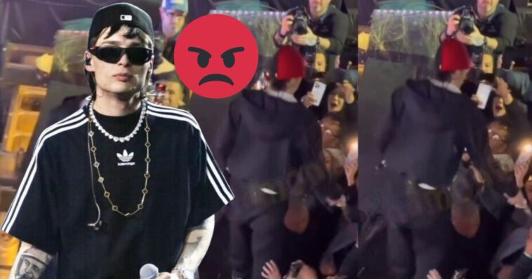 (VIDEO) Peso Pluma le vienta agua en la cara a un fan en pleno concierto; así fue el momento
