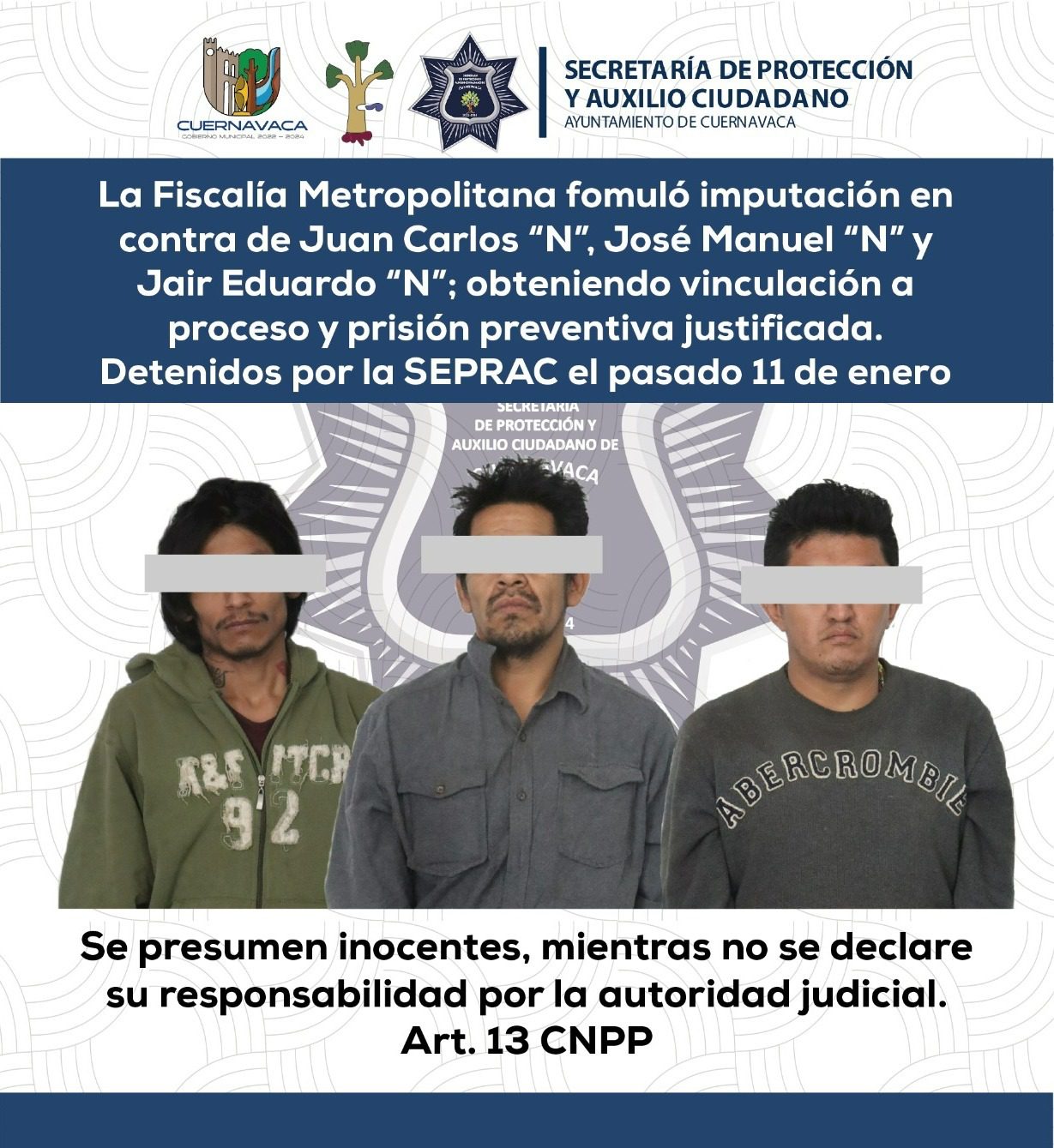 Vinculan a proceso a delincuentes que robaban en casas de Cuernavaca