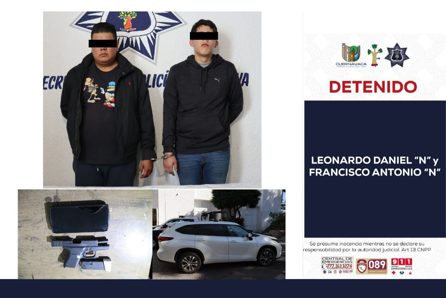 Logran la detención de presuntos roba autos en Cuernavaca