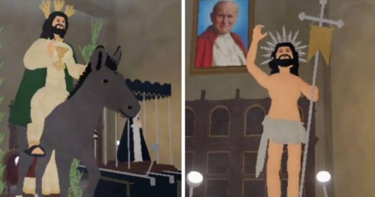Realizan misas y procesiones por Semana Santa en Roblox