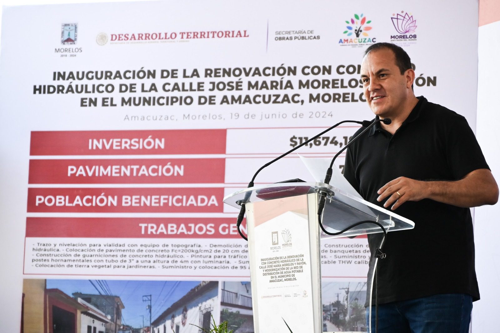 Entrega Cuauhtémoc Blanco rehabilitación de Unidad Deportiva y obras urbanas en Amacuzac