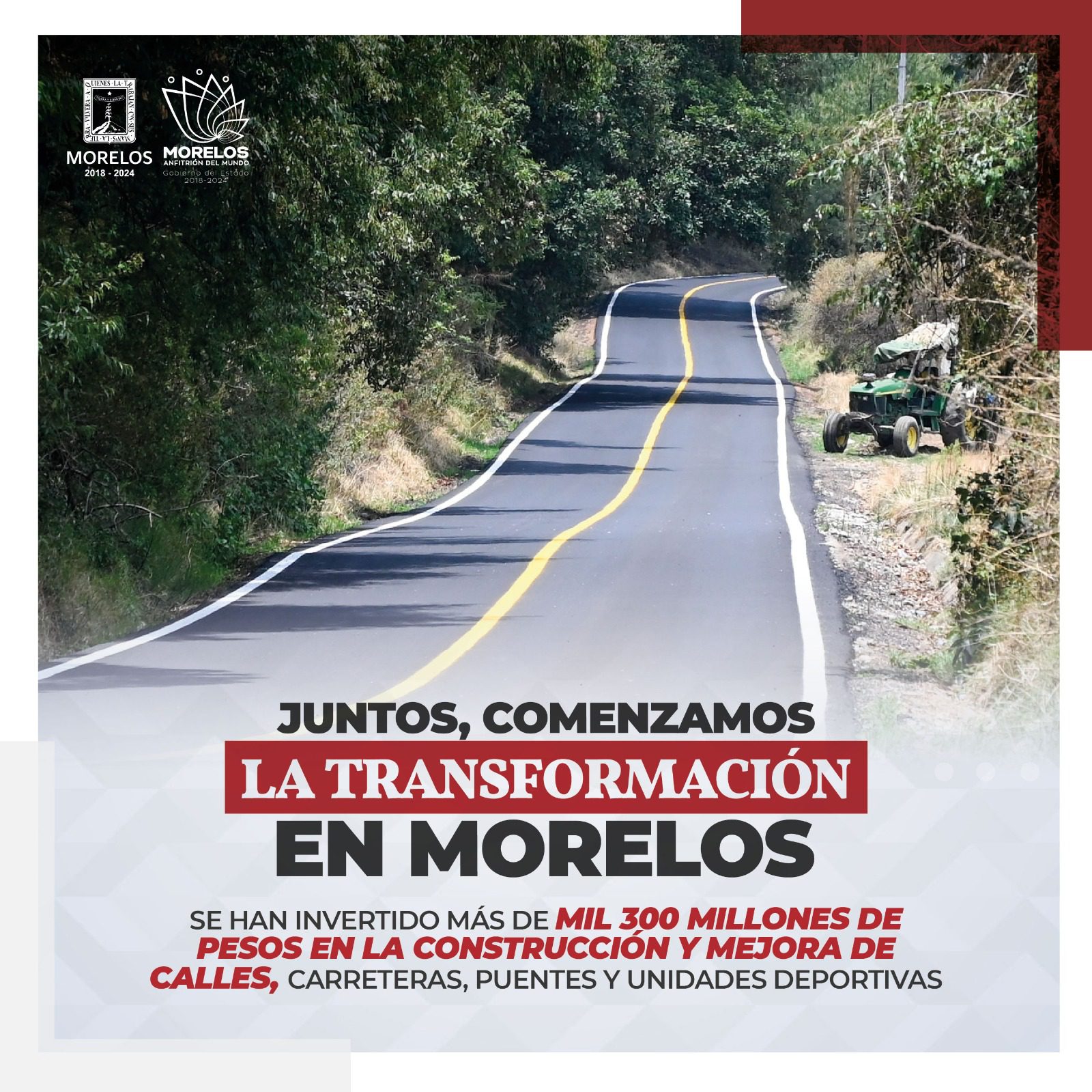 Más de mil 300 MDP invertidos por Gobierno Morelos en carreteras y unidades deportivas