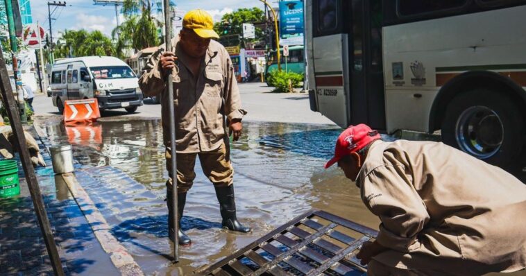 Realizan limpieza de alcantarillas taponeadas por basura