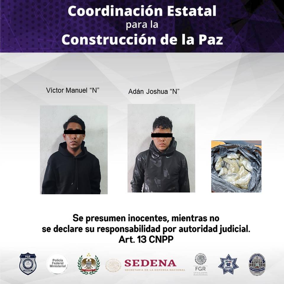 Detienen a dos hombres por venta de estupefacientes en JIUTEPEC