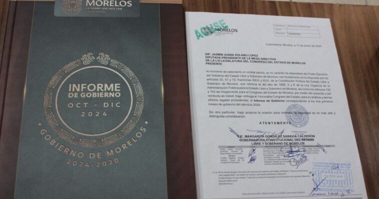 Gobierno Morelos entrega informe trimestral al Congreso local