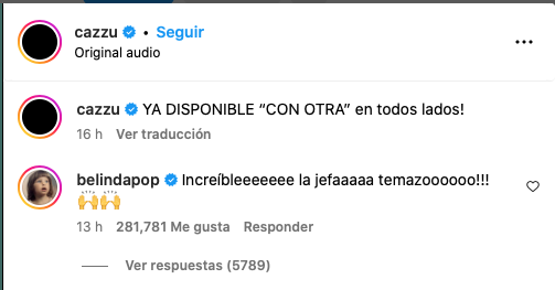 Belinda reacciona a canciónd e Cazzu