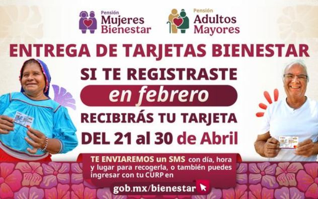 Tarjetas bienestar abril