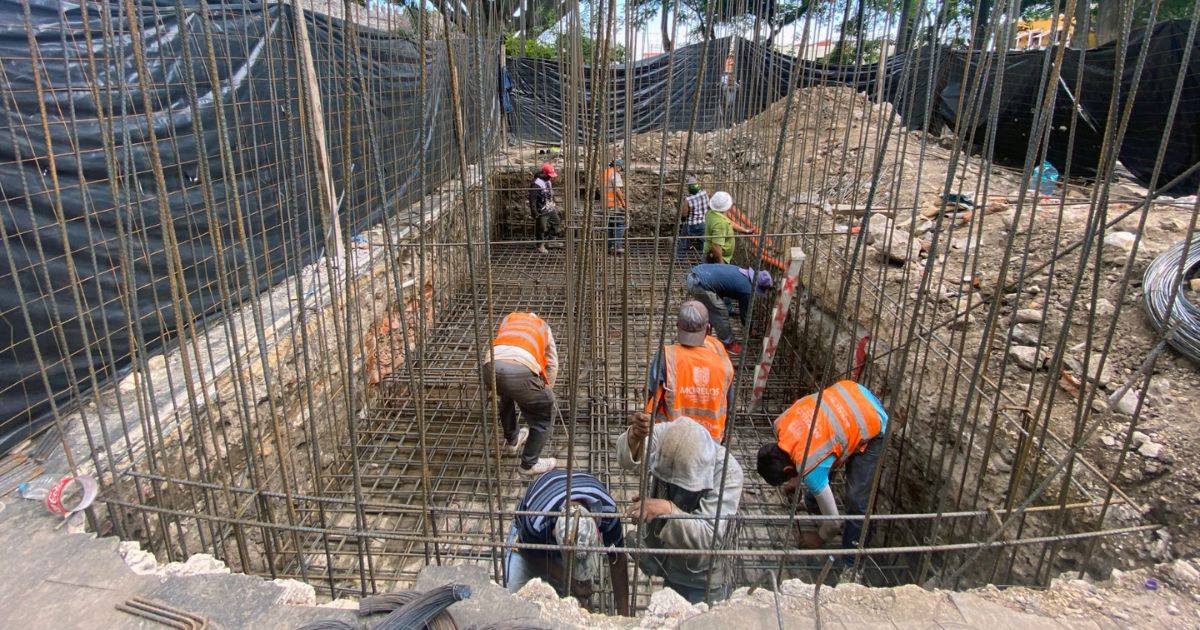 Avanzan los trabajos en la Plaza de Armas en Cuernavaca