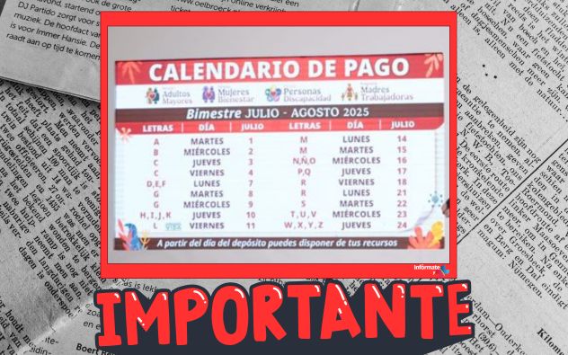 Calendario pago bienestar julio