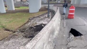 Se forma socavón en Puente de la Concordia