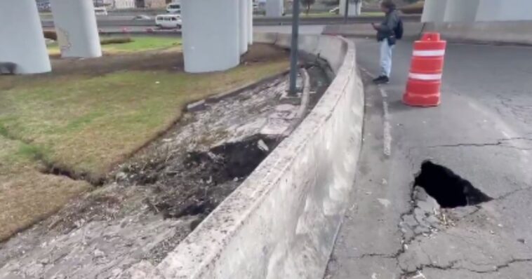 Se forma socavón en Puente de la Concordia