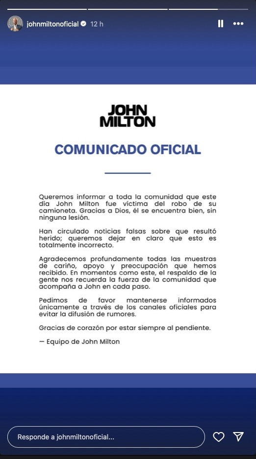 john milton comunicado