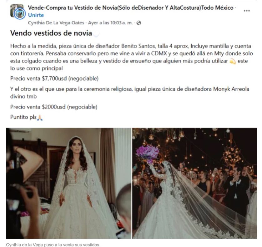 Cynthia de la Vega vestido de novia a la venta