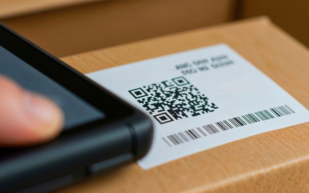 Cajas de cartón con códigos QR impresos en un centro de distribución en Cuernavaca, Morelos
