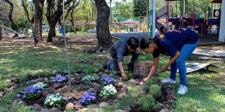 Ciudadanos y empresas rehabilitan el Parque Alameda en Cuernavaca