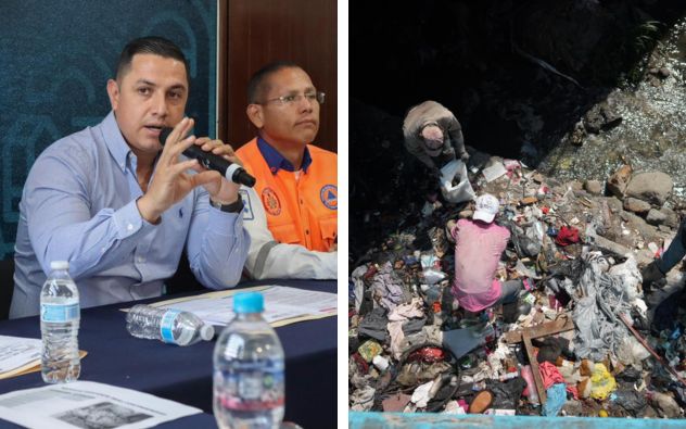 Personal del Ayuntamiento de Jiutepec realizando limpieza y retiro de basura en la barranca Analco para prevenir inundaciones