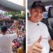 El alcalde de Jiutepec, Eder Rodríguez Casillas, entrega las llaves de un automóvil nuevo a la ganadora de la rifa en el Zócalo municipal